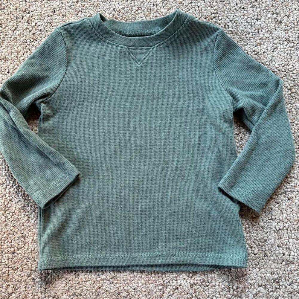 Garanimals kids 3T Green waffle knit long sleeve Shirt